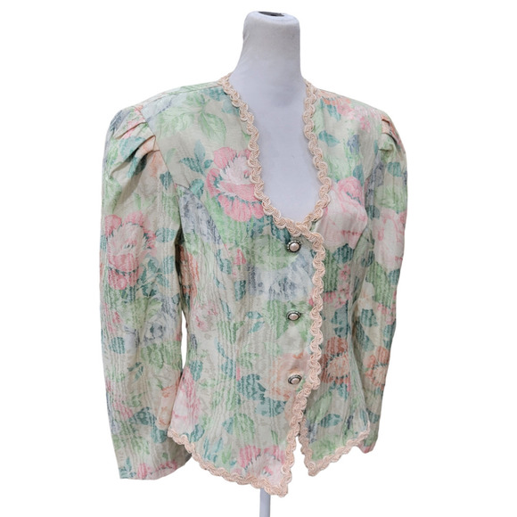 Vintage Nah Nah Collections Women's Floral Print Blazer Jacket Size 11/12 - Picture 10 of 10